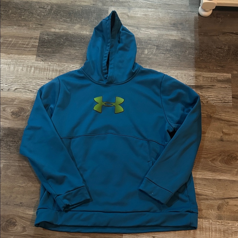 Under Armour Teal Hoodie with Green Logo 3XL